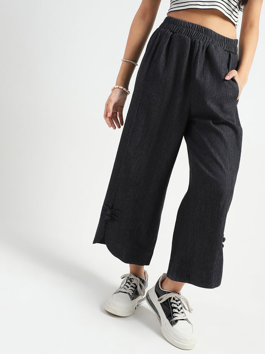 Wide Leg High Waist Crop Denim