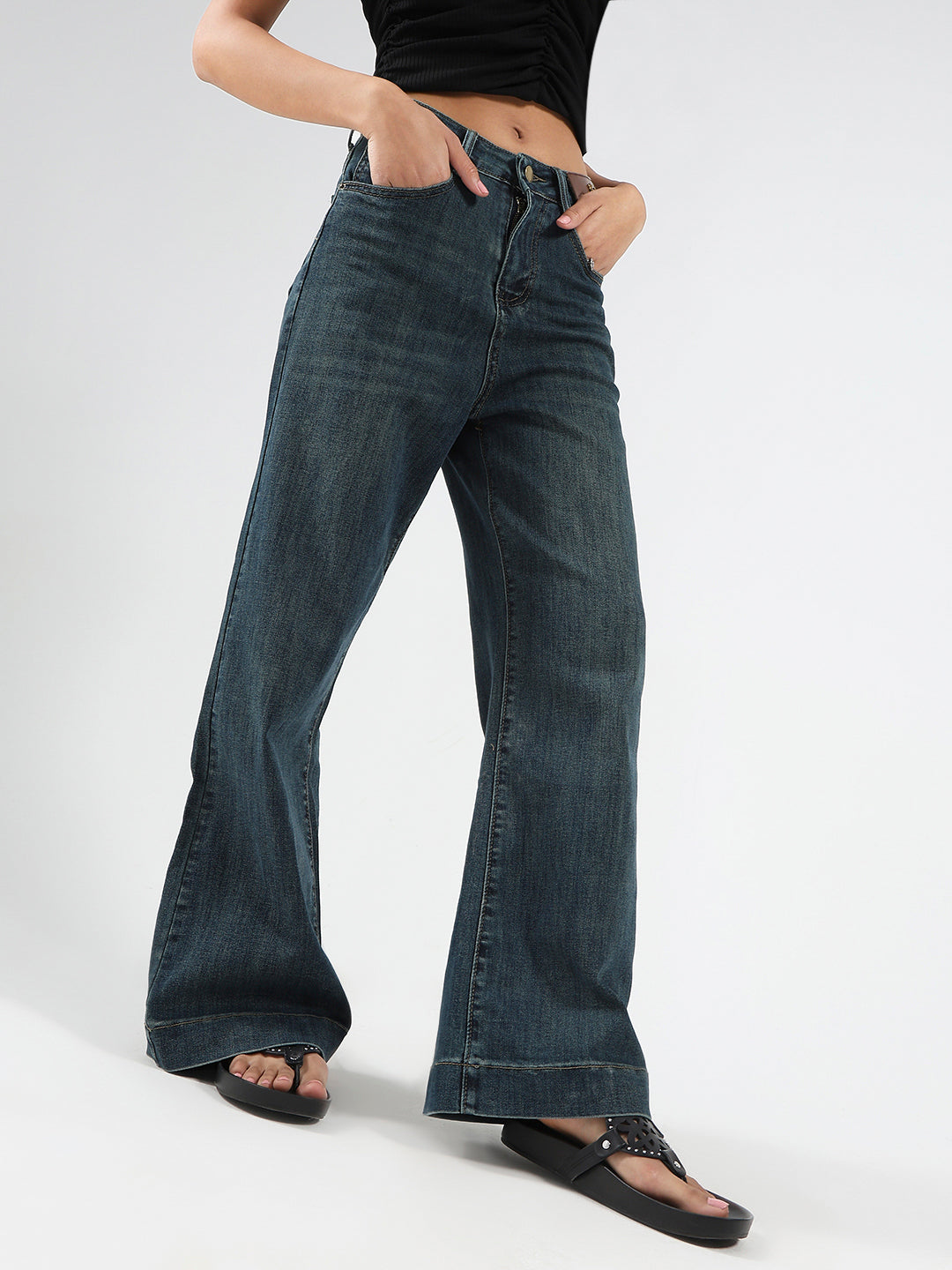 High Waist Wide Leg Strechable Jeans