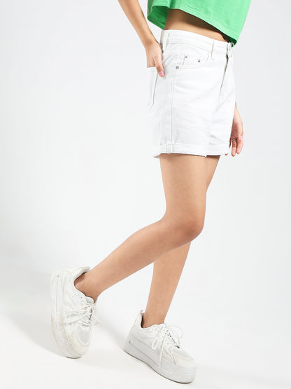 Hig Waist Clean Look Denim Shorts