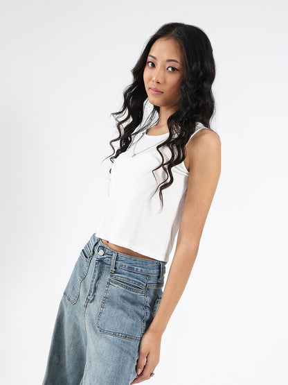 Light Blue Tencel Nylon Oversized Shirt with tank top and Necklace