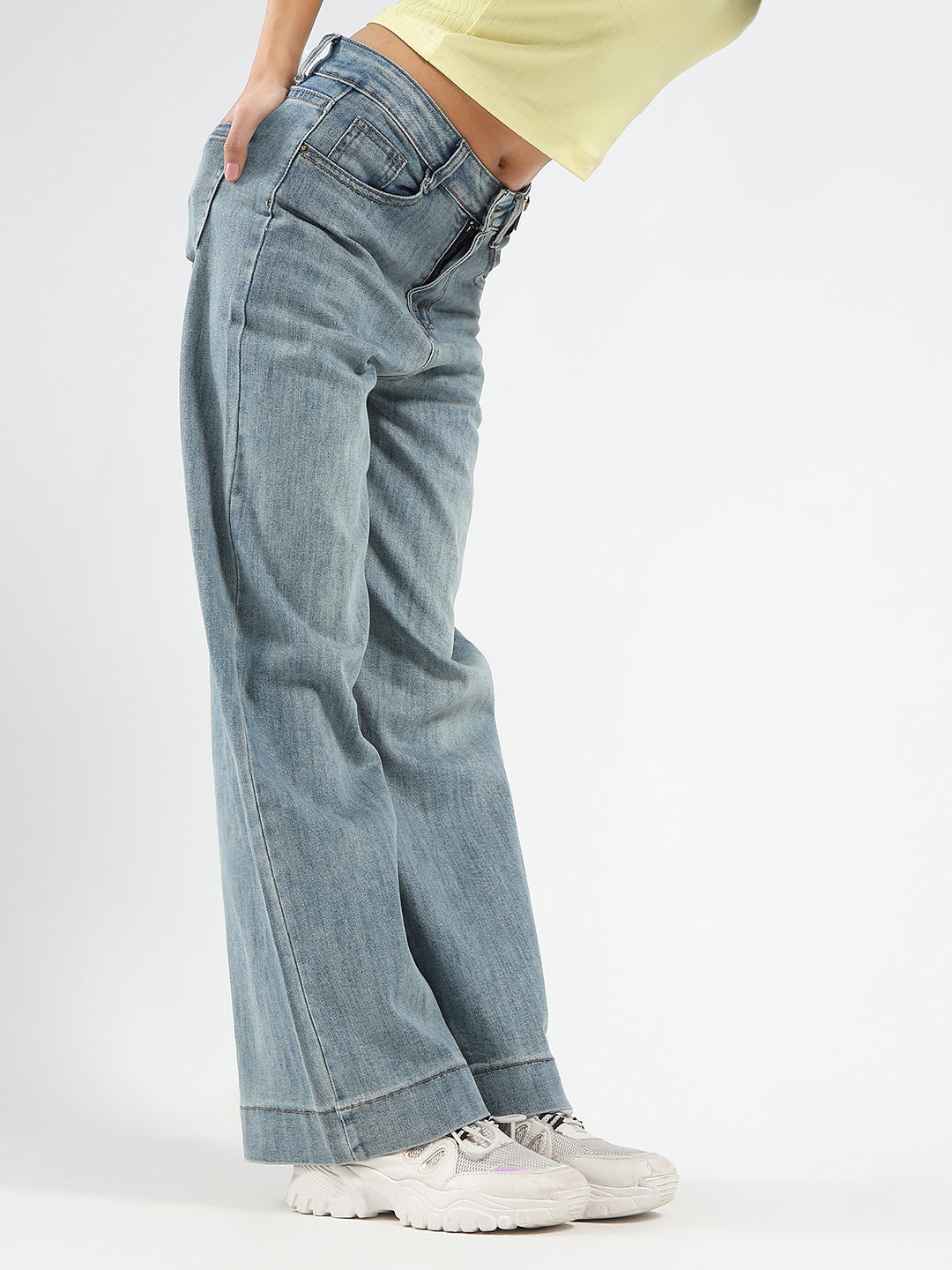 High Waist Wide Leg Strechable Jeans