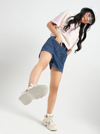 High Rise Double Pocket Vintage Denim Shorts