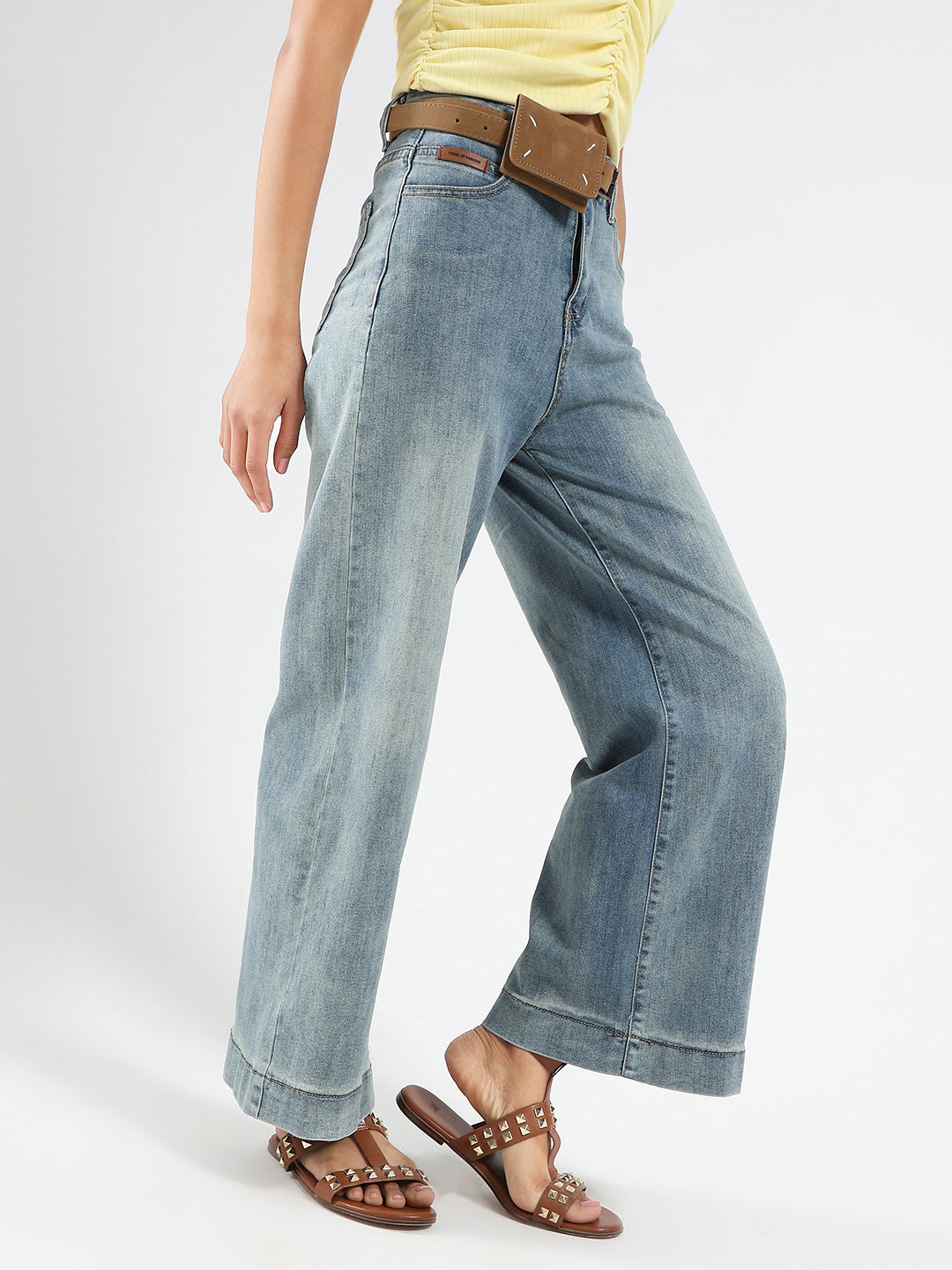Light Blue High Waist Wide Leg Jeans