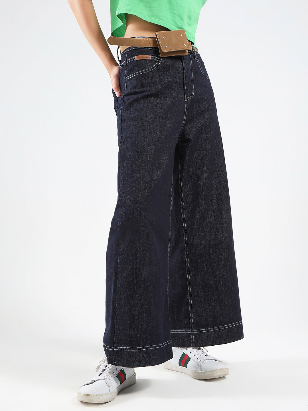 Blue High Waist Wide Leg Jeans