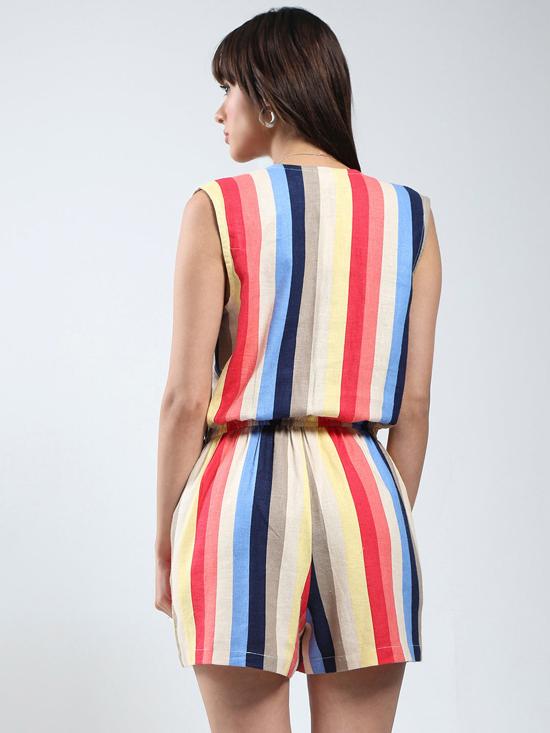 Linen Women Rainbow Printed Jumpsuit