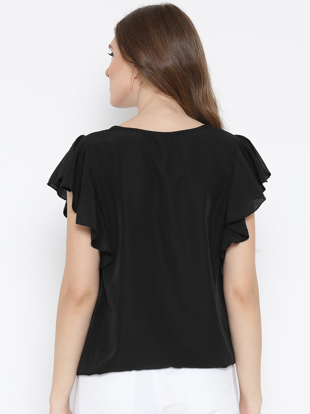 Ruffle Sleeve Blouson Top