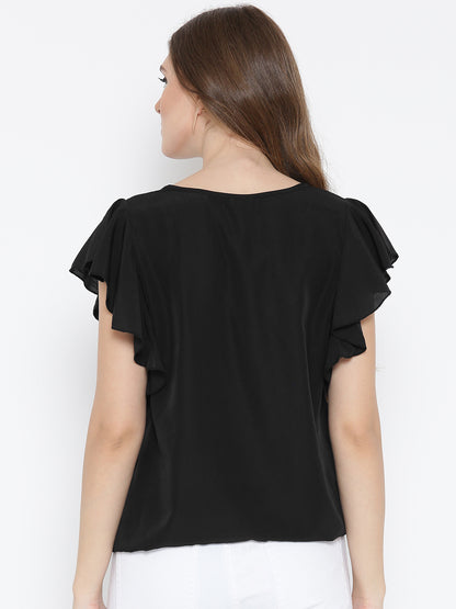 Ruffle Sleeve Blouson Top