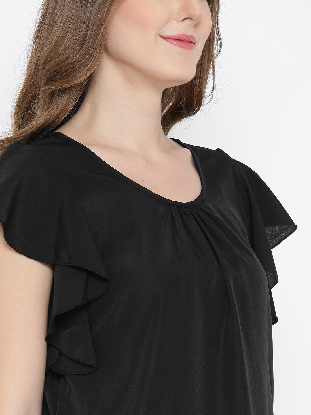 Ruffle Sleeve Blouson Top