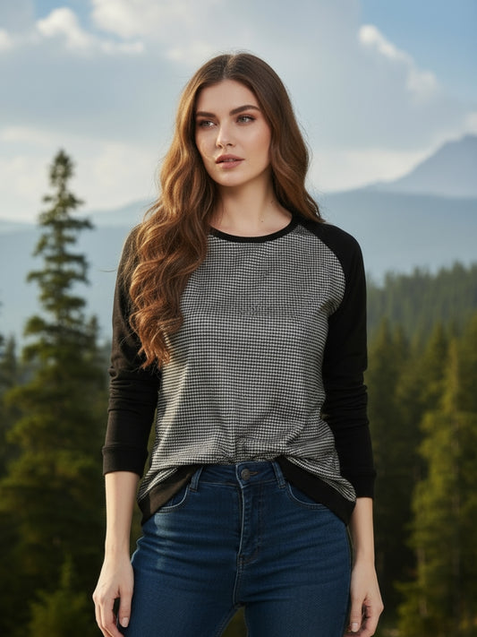 Trendy Black & Silver Printed Sweatshirt for Women | Casual Winter Wear