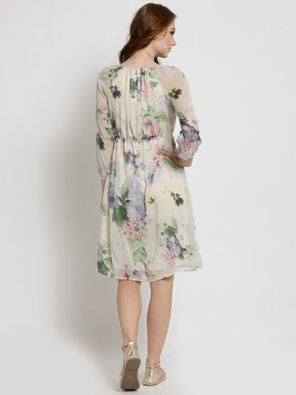 Flared Tie up neck dress
