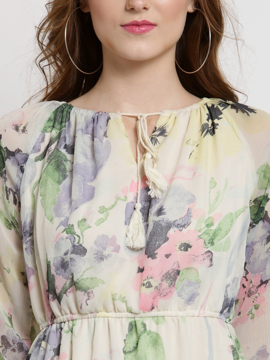 Flared Tie up neck dress