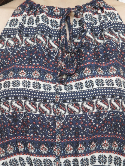 Sera Women's Western wear blue printed playsuit