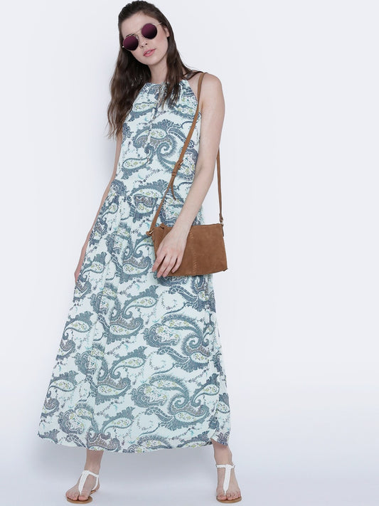 Blue Printed Maxi Dress