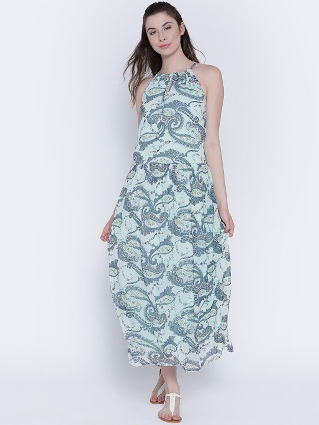 Blue Printed Maxi Dress