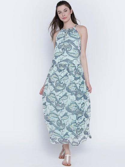 Blue Printed Maxi Dress
