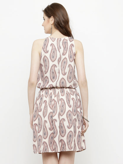 Knee long Tie up neck dress
