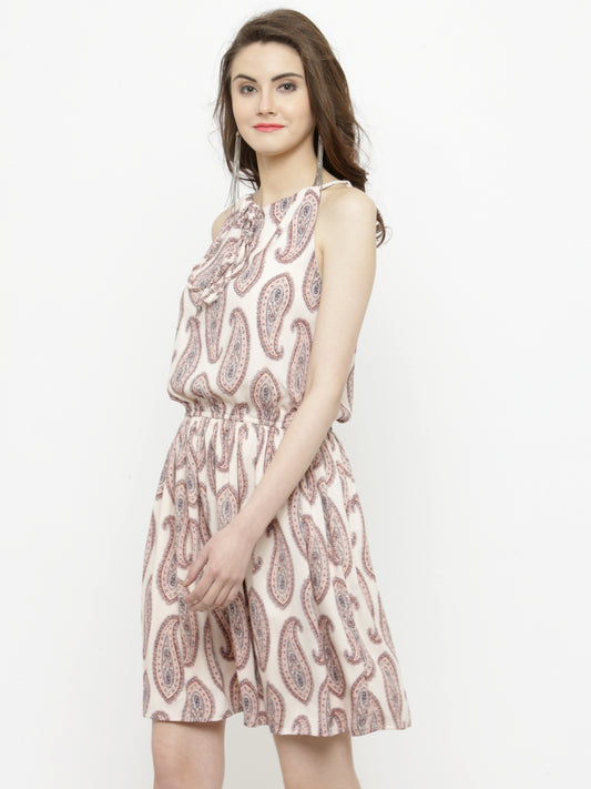 Knee long Tie up neck dress