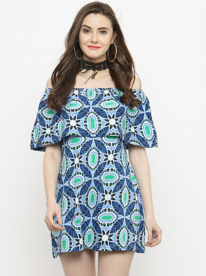 Blue off shoulder dress