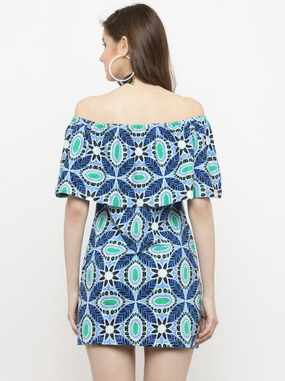 Blue off shoulder dress