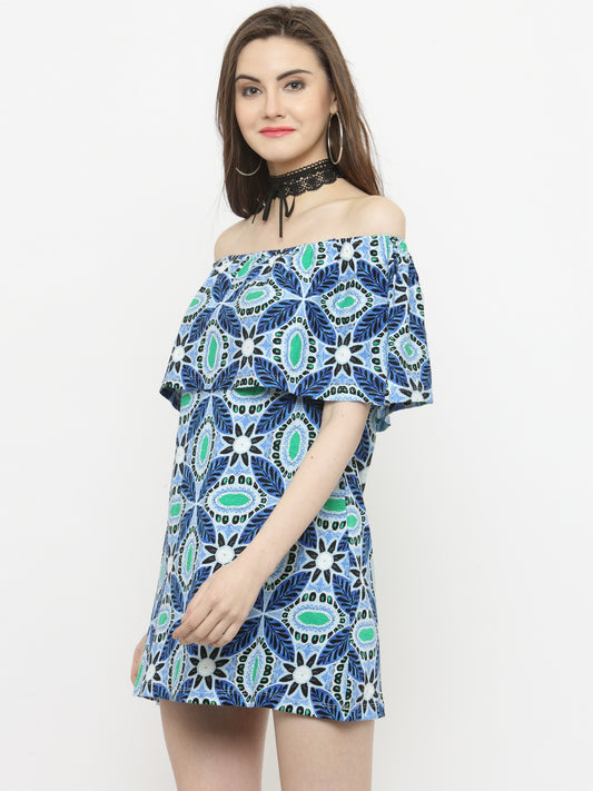 Blue off shoulder dress