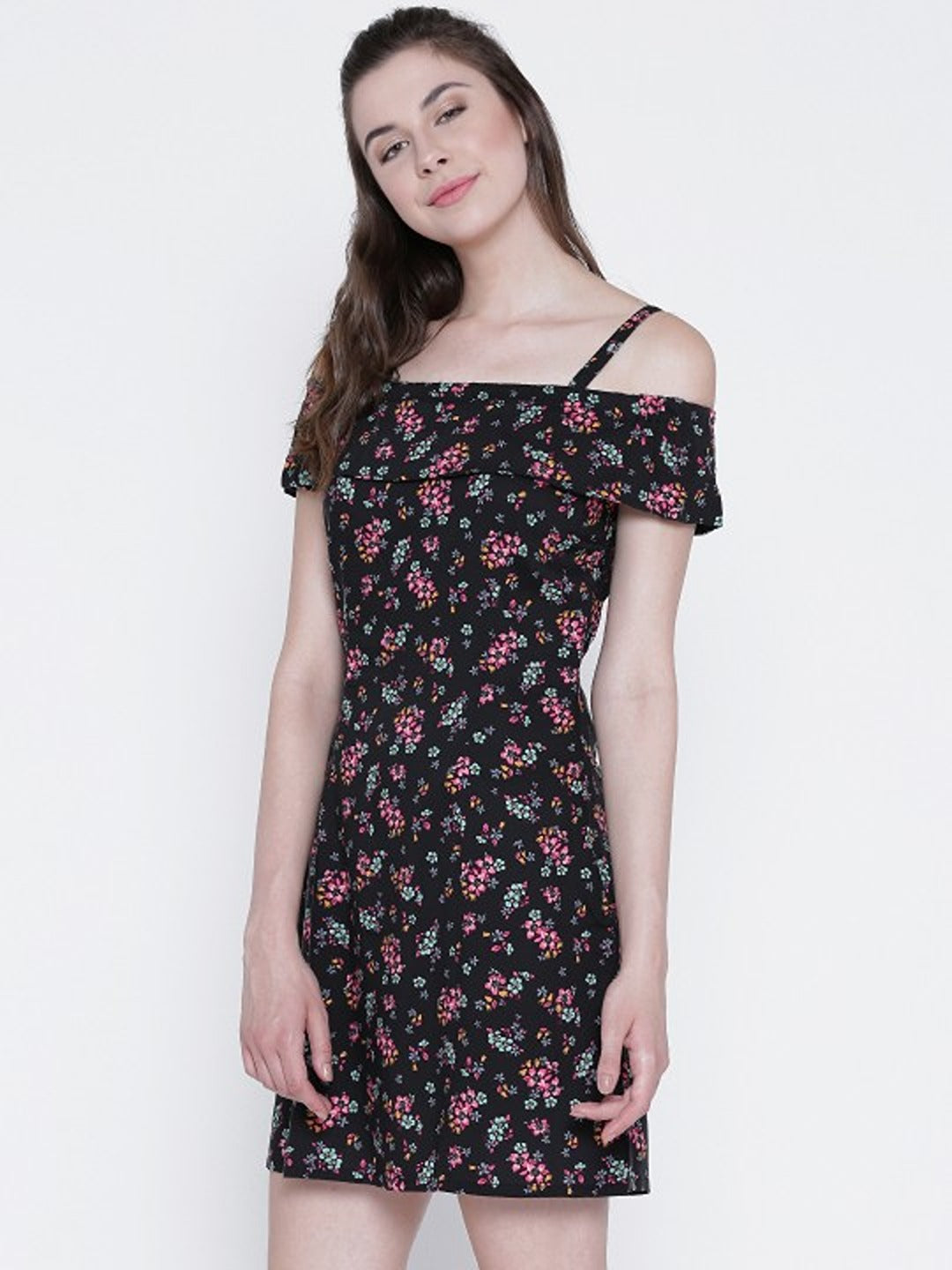 Black Printed A-Line Dress