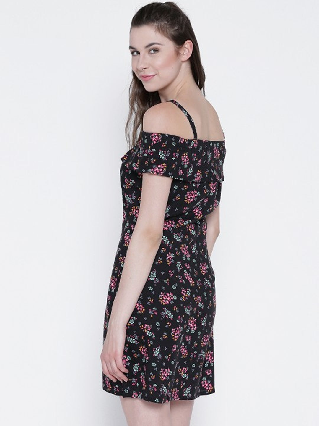 Black Printed A-Line Dress