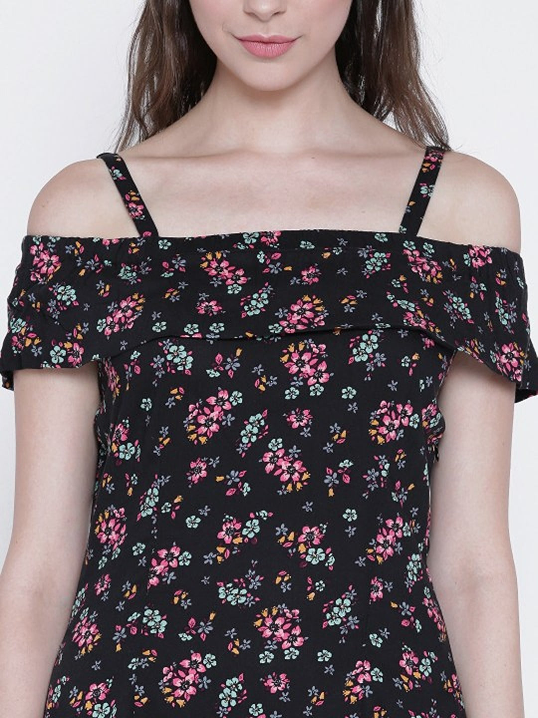 Black Printed A-Line Dress