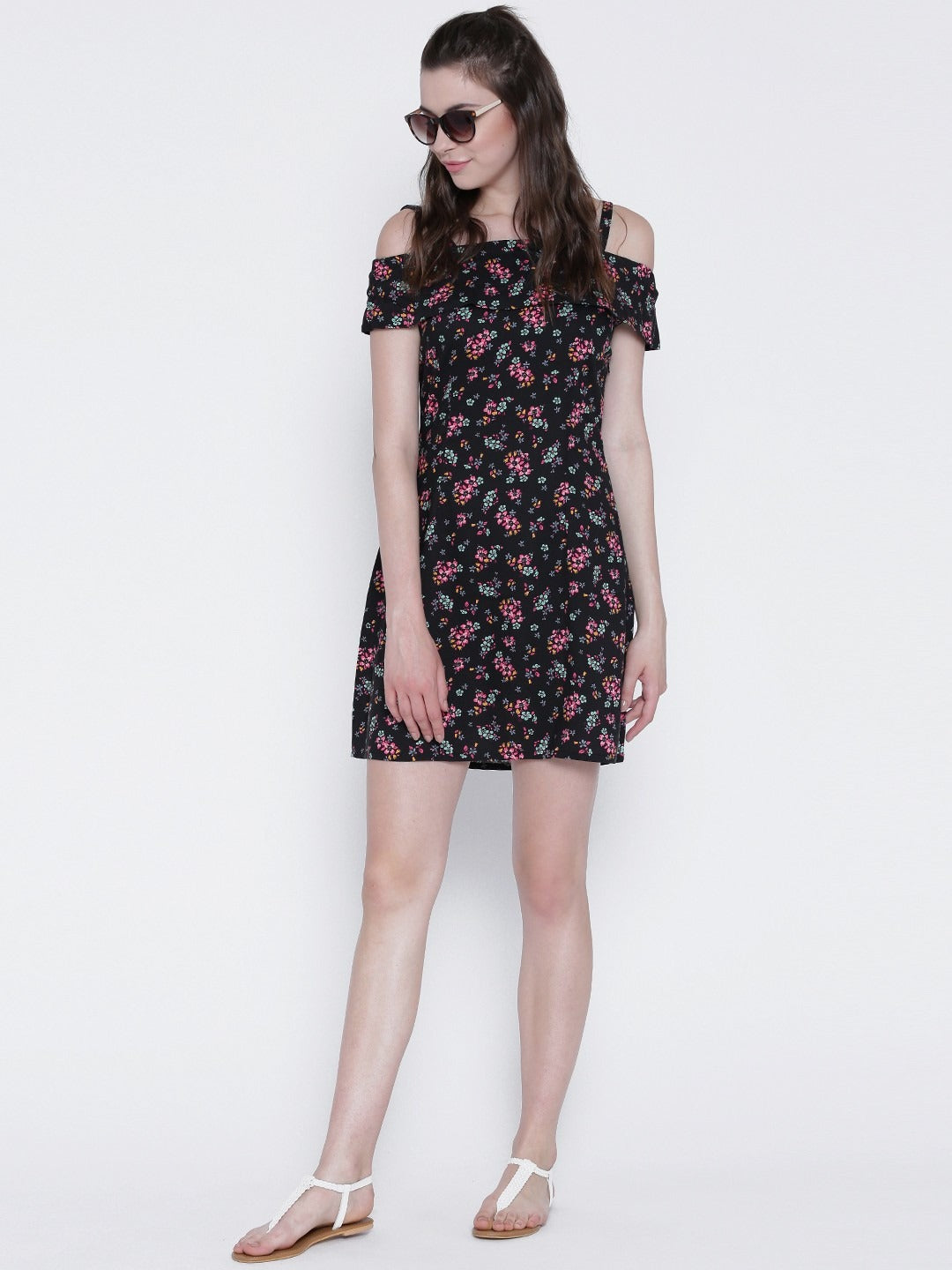 Black Printed A-Line Dress