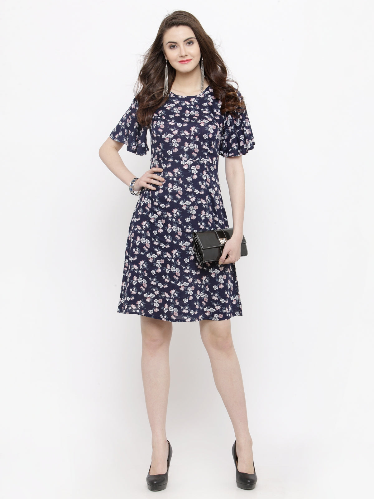 Fleared sleeves A-line dress