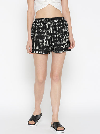 Black Printed Shorts
