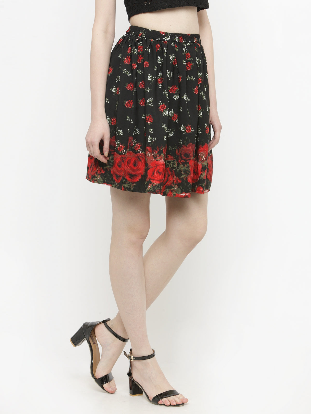 Black floral Mini Skirt