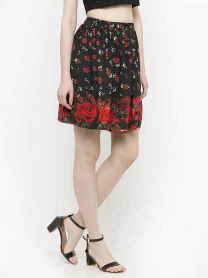 Black floral Mini Skirt