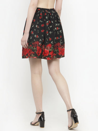 Black floral Mini Skirt