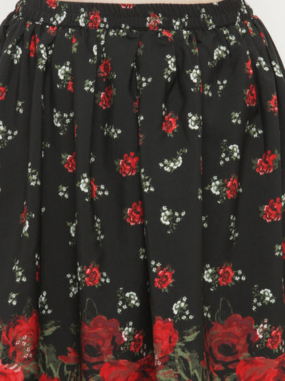 Black floral Mini Skirt
