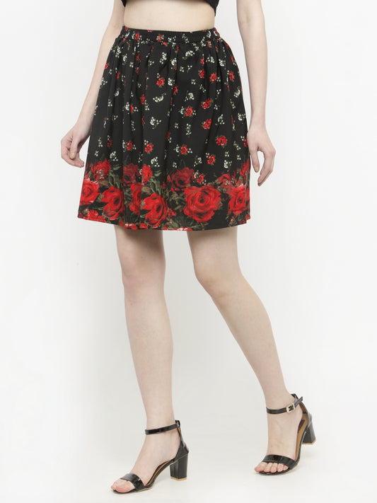 Black floral Mini Skirt