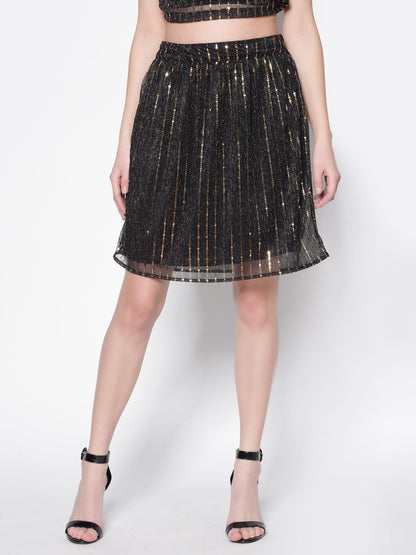 Black Embellished Mini Skirt