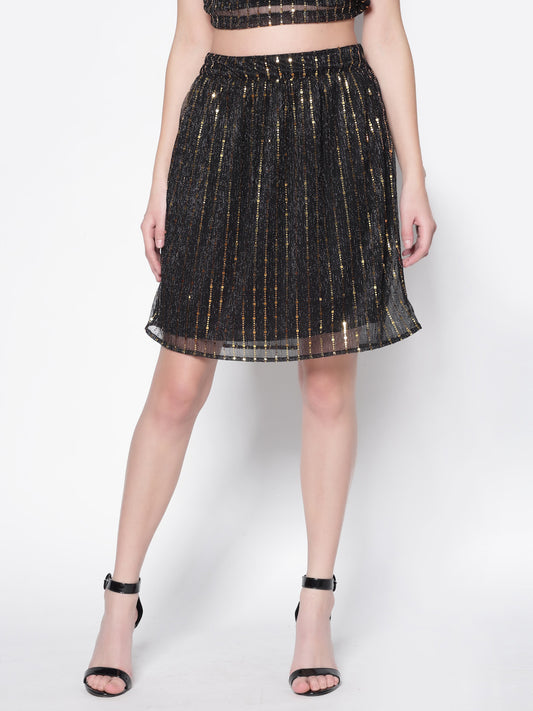 Black Embellished Mini Skirt