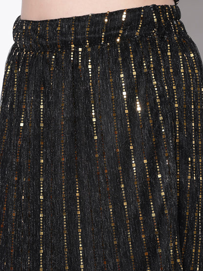 Black Embellished Mini Skirt