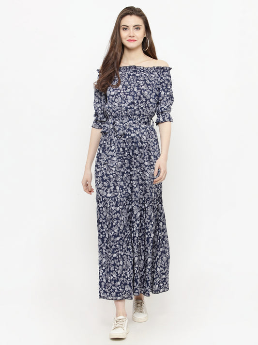 Blue off shoulder dress