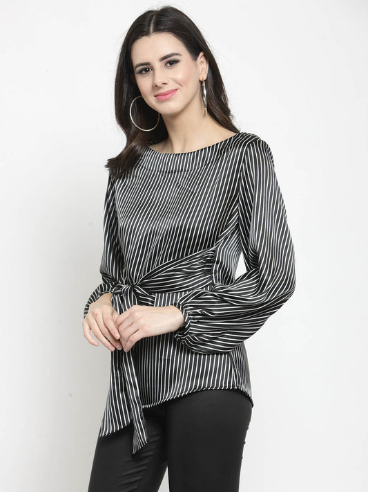 Striped Front Knot Top