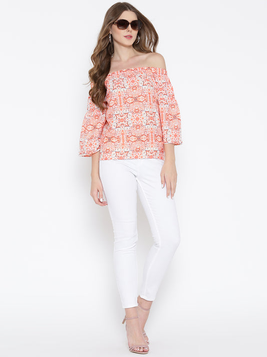 Printed Bardot Top