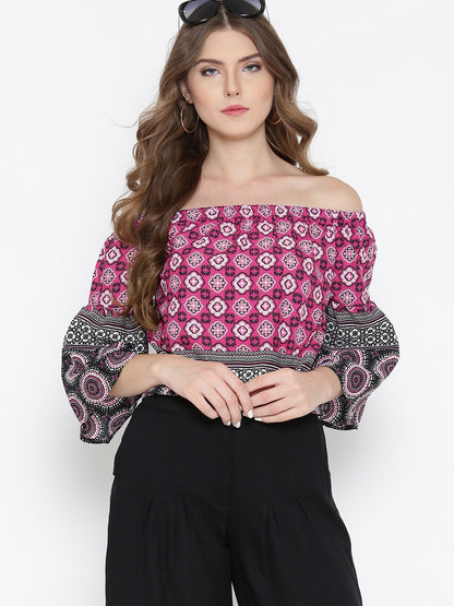 Printed Bardot Top
