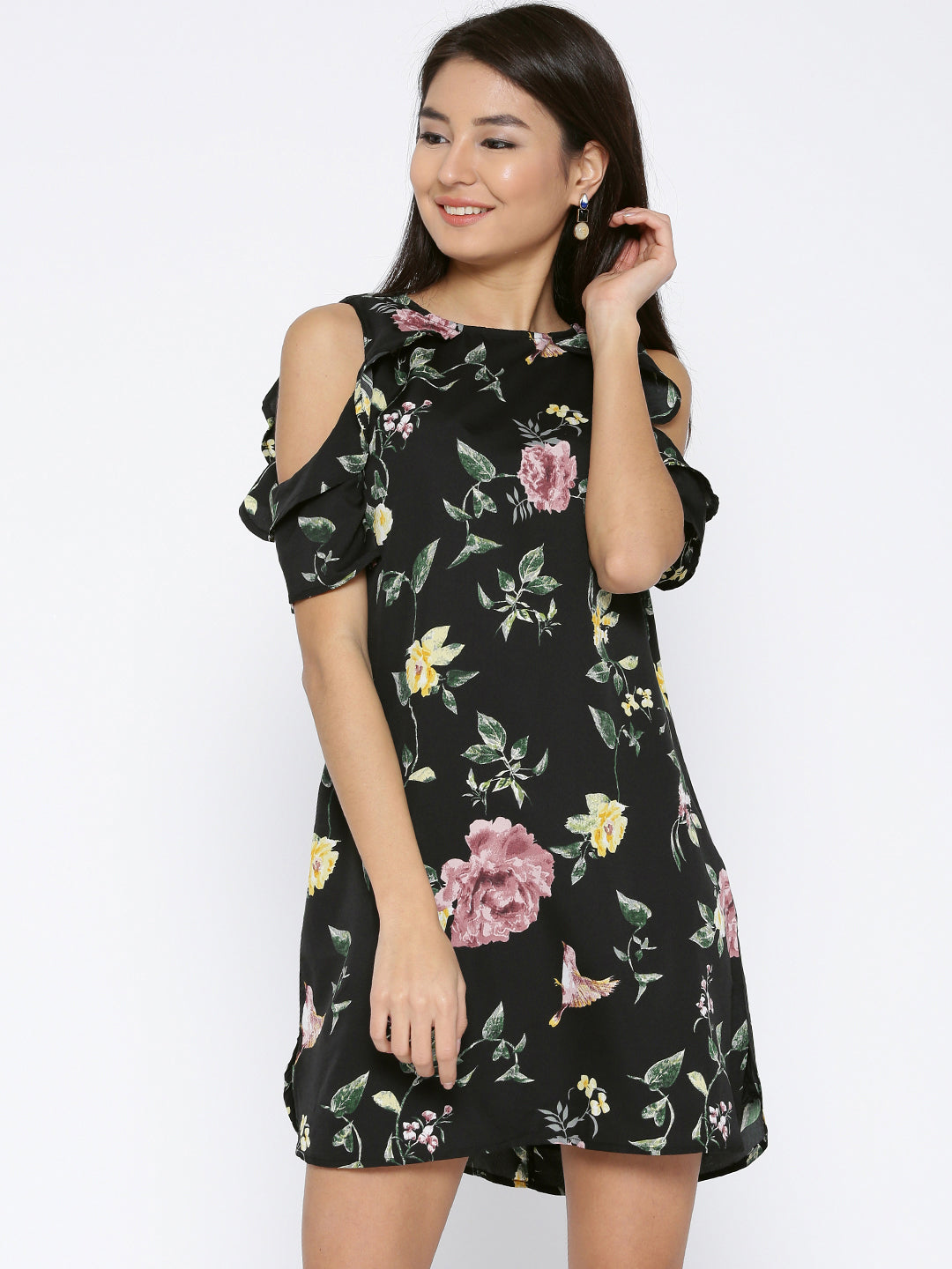 Cold shoulder shift dress