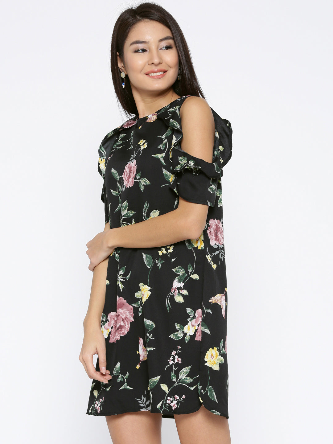 Cold shoulder shift dress