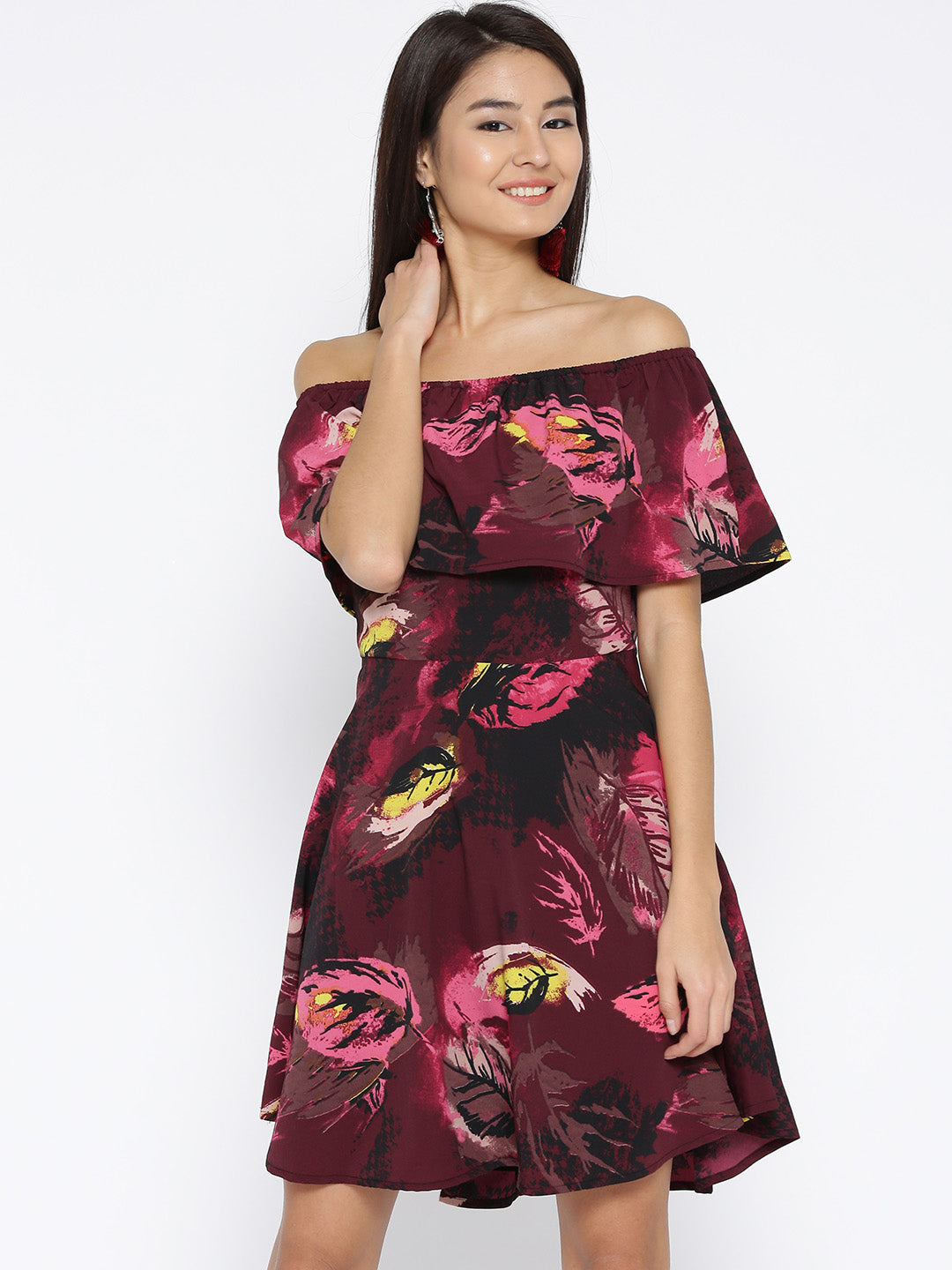 Offshoulder layered dress