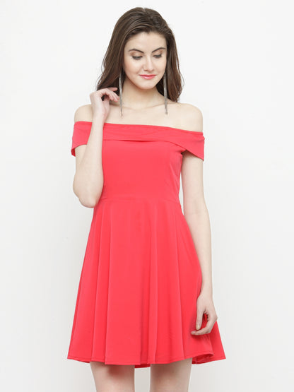 Solid Peach fit & Flear dress