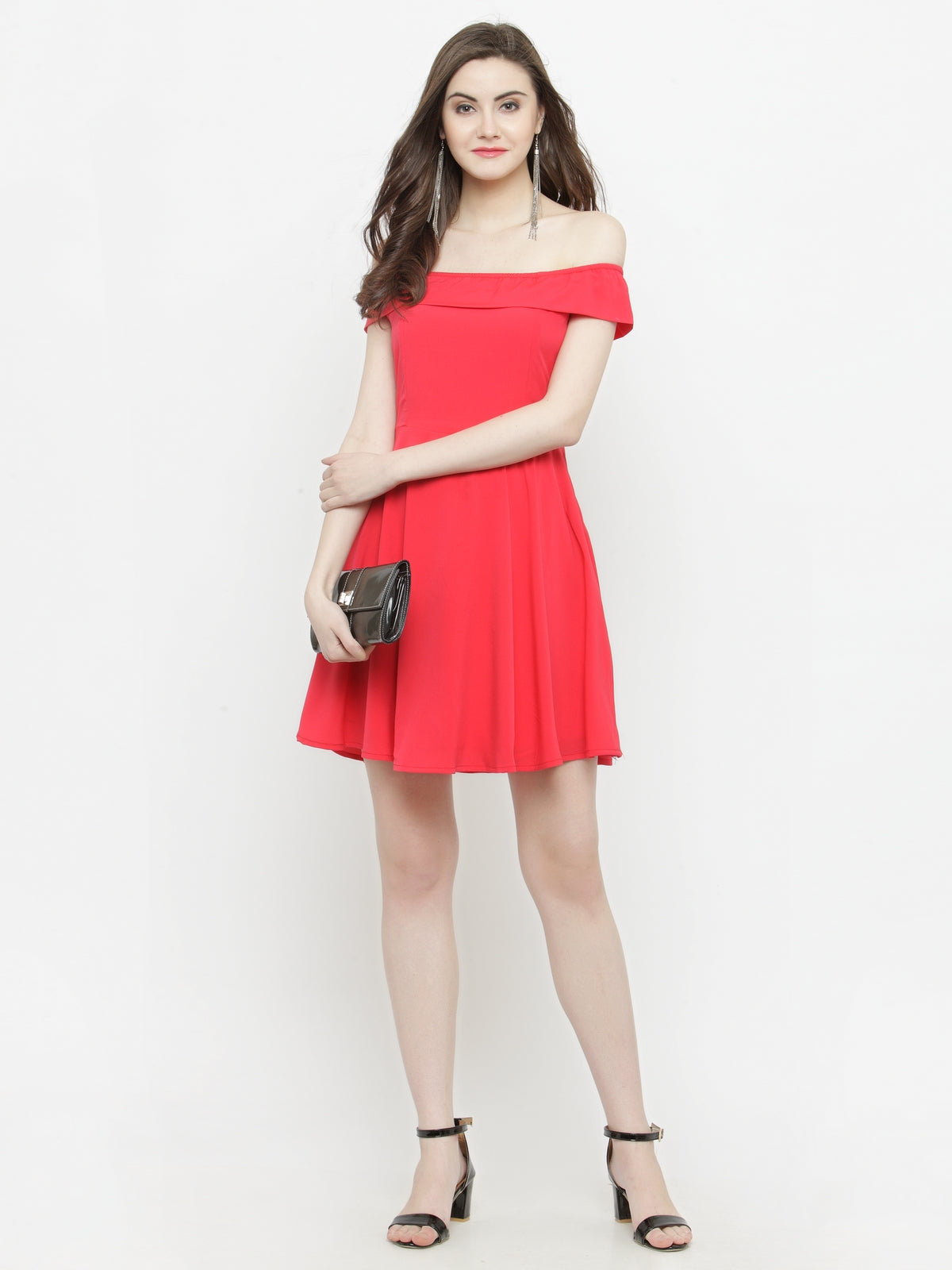 Solid Peach fit & Flear dress