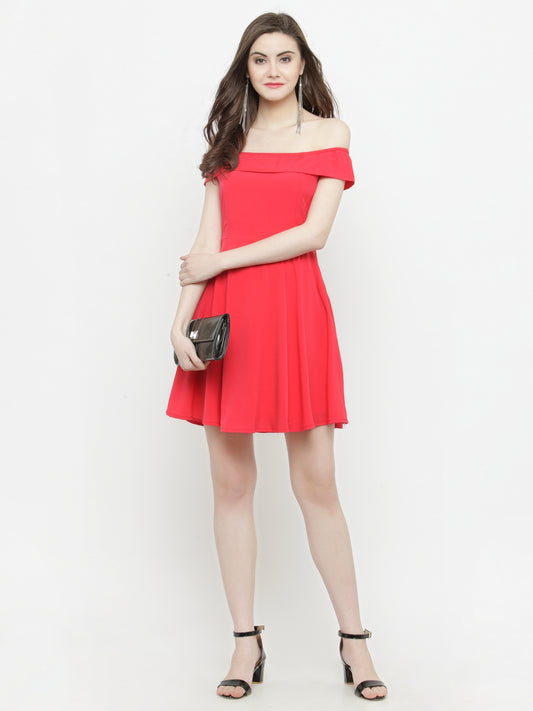 Solid Peach fit & Flear dress