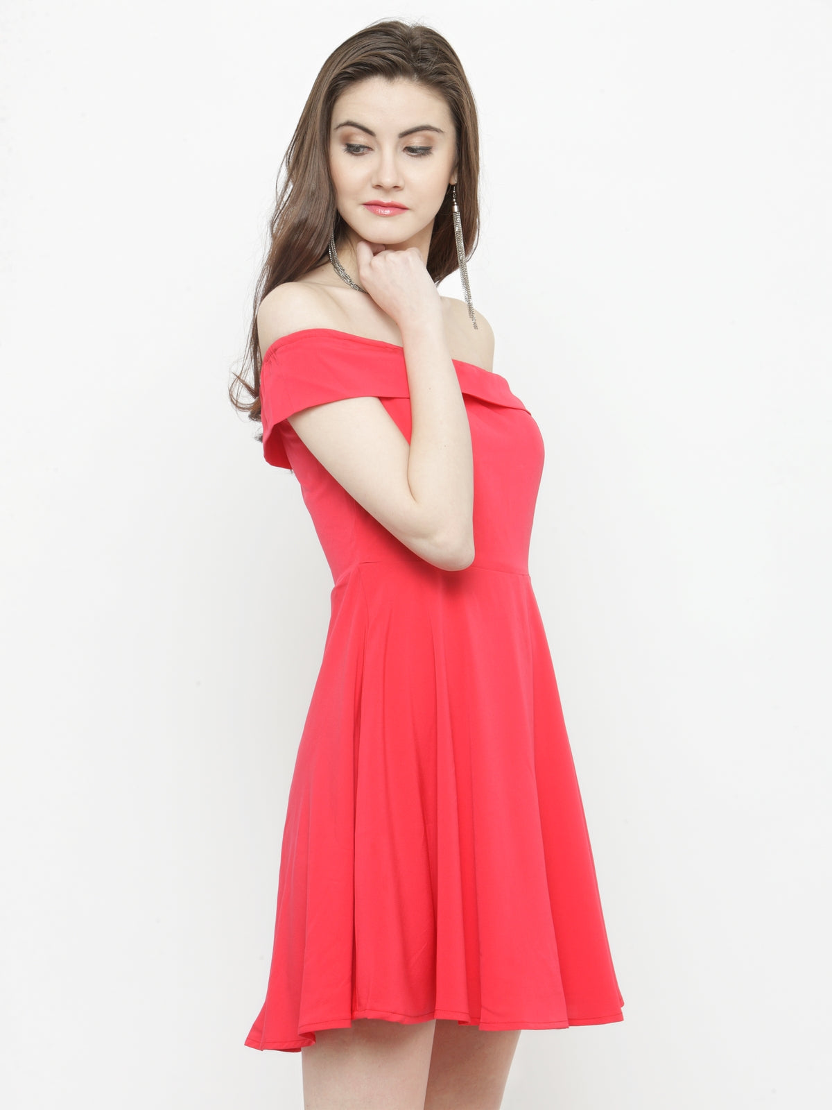 Solid Peach fit & Flear dress
