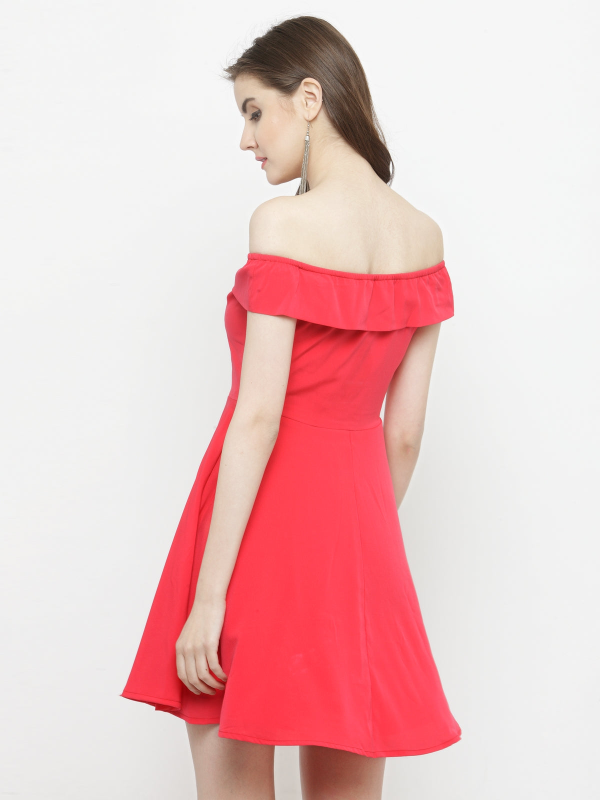 Solid Peach fit & Flear dress